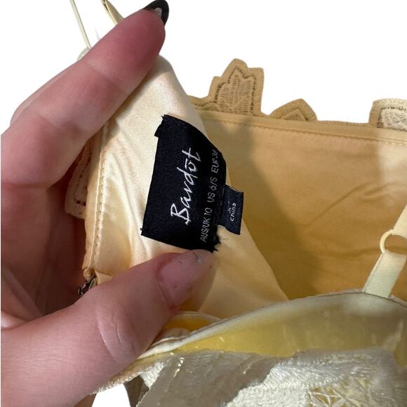 Bardot Sunshine Lace Yellow Sheath Midi Dress US 6 / Small Cocktail Event Party‎ - Picture 6 of 8